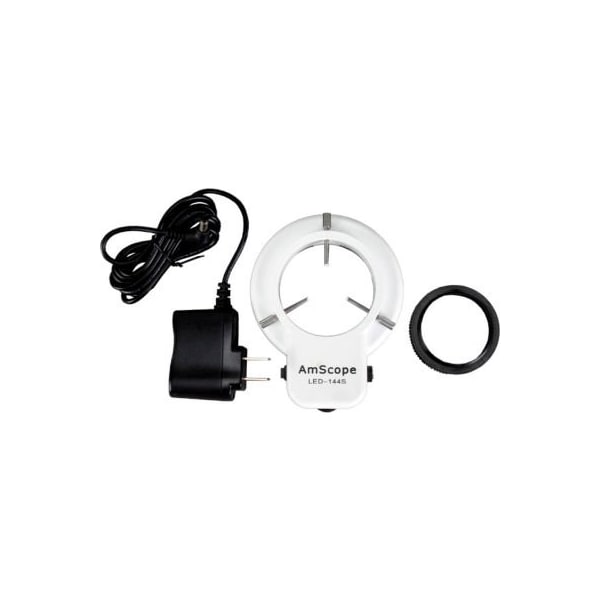 AmScope LED-144S LED Adjustable Compact Microscope Ring Light with Adapter